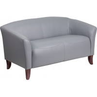 Flash Furniture 111-2-GY-GG Hercules Imperial Series Leather Loveseat in Grey